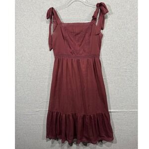 Abercrombie & Fitch‎ Dress Tie Strap Maroon Lace Trim Casual Size S